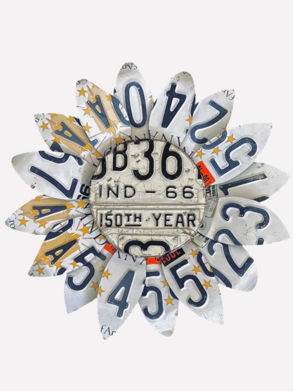 LICENSE PLATE➕INDIANA Vintage 150th Flower Sculpture